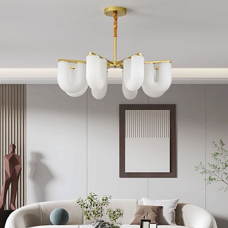 U-förmiger Kronleuchter, Pendelleuchte im französischen Creme-Stil