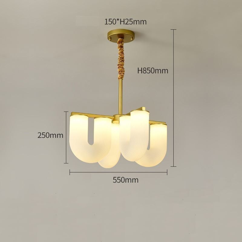 U-förmiger Kronleuchter, Pendelleuchte im französischen Creme-Stil