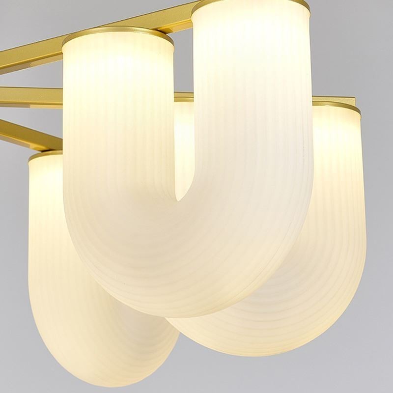 U-förmiger Kronleuchter, Pendelleuchte im französischen Creme-Stil
