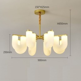 U-förmiger Kronleuchter, Pendelleuchte im französischen Creme-Stil