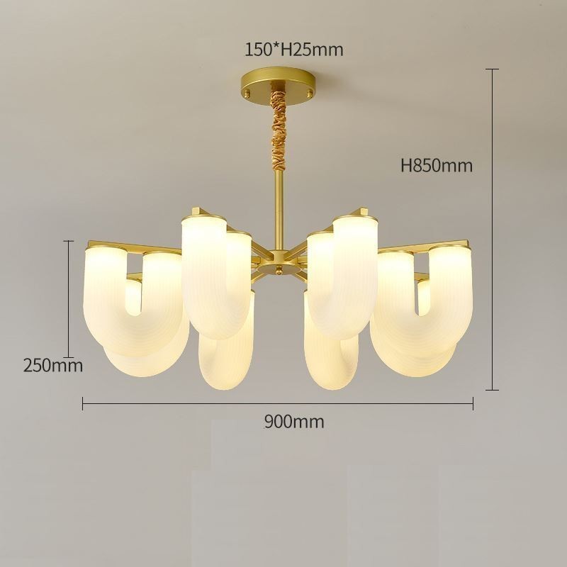 U-förmiger Kronleuchter, Pendelleuchte im französischen Creme-Stil