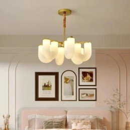 U-förmiger Kronleuchter, Pendelleuchte im französischen Creme-Stil
