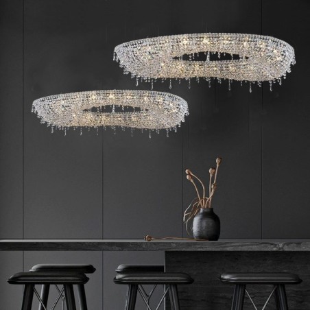 Kristall Pendelleuchte Moderne Luxus Oval Deckenleuchte Kristall Pendelleuchte Moderne Luxus Oval Deckenleuchte