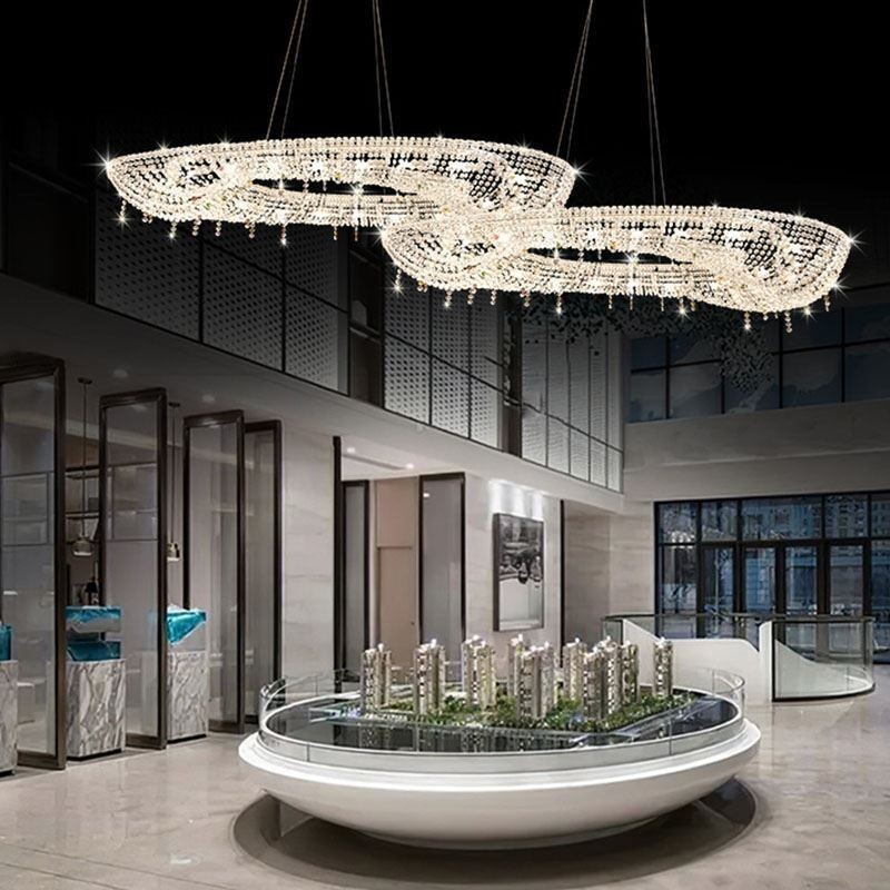 Kristall Pendelleuchte Moderne Luxus Oval Deckenleuchte