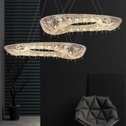 Kristall Pendelleuchte Moderne Luxus Oval Deckenleuchte