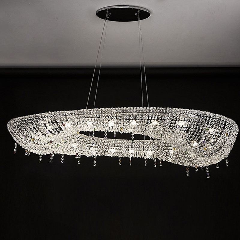 Kristall Pendelleuchte Moderne Luxus Oval Deckenleuchte