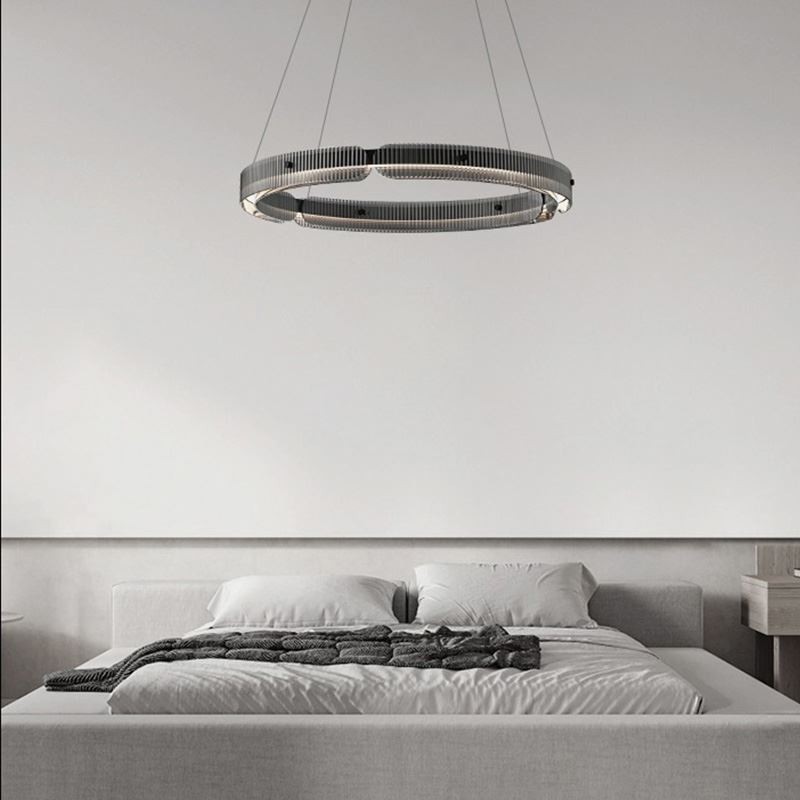 Kreis Pendelleuchte 60 80CM Glas Deckenleuchte Stufenlos Dimmbar Mit Fernbedienung