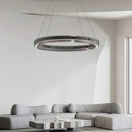 Kreis Pendelleuchte 60 80CM Glas Deckenleuchte Stufenlos Dimmbar Mit Fernbedienung