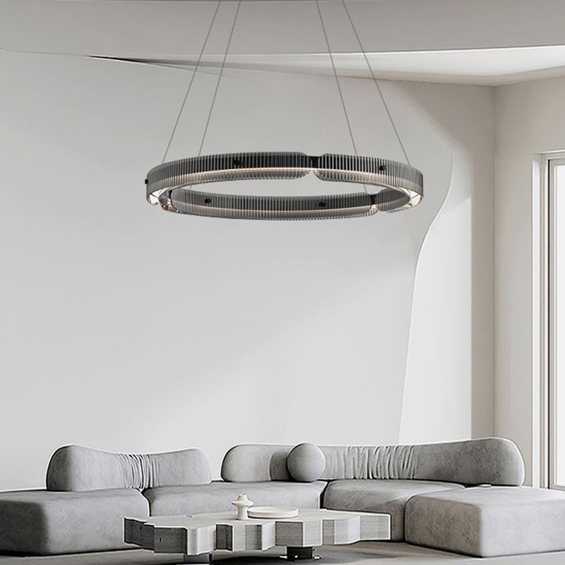 Kreis Pendelleuchte 60 80CM Glas Deckenleuchte Stufenlos Dimmbar Mit Fernbedienung