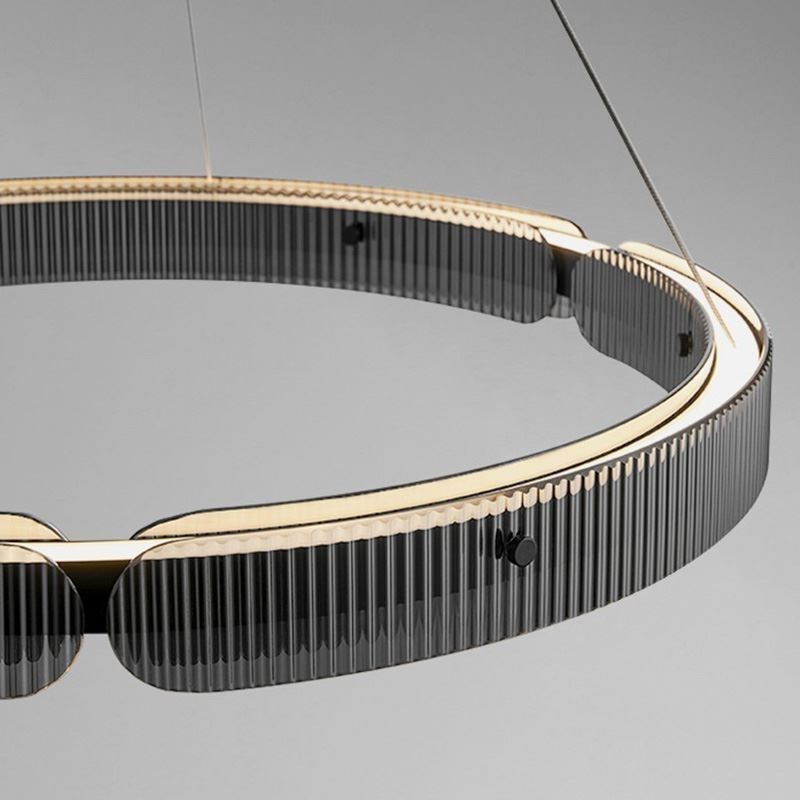 Kreis Pendelleuchte 60 80CM Glas Deckenleuchte Stufenlos Dimmbar Mit Fernbedienung