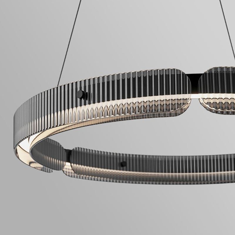 Kreis Pendelleuchte 60 80CM Glas Deckenleuchte Stufenlos Dimmbar Mit Fernbedienung