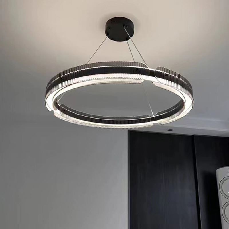 Kreis Pendelleuchte 60 80CM Glas Deckenleuchte Stufenlos Dimmbar Mit Fernbedienung