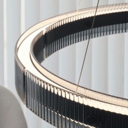 Pendelleuchte 60+80CM Doppelkreis Glas Deckenleuchte Stufenlos Dimmbar Mit Fernbedienung