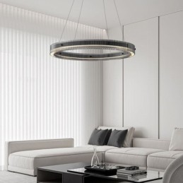 Glas Pendelleuchte 60 80CM Kreis Deckenleuchte Stufenlos Dimmbar Mit Fernbedienung