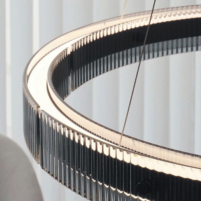 Glas Pendelleuchte 60 80CM Kreis Deckenleuchte Stufenlos Dimmbar Mit Fernbedienung