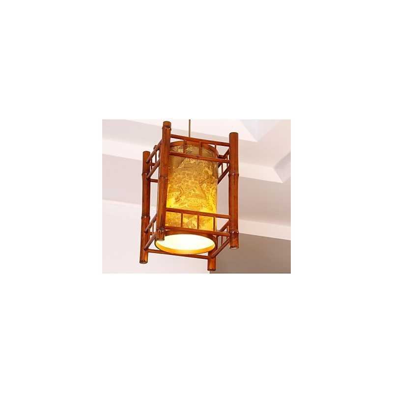 Retro Laterne Holz Bambus Kronleuchter