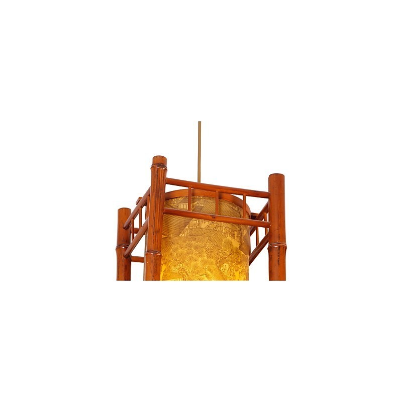 Retro Laterne Holz Bambus Kronleuchter