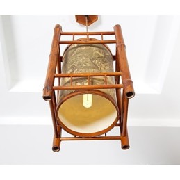 Retro Laterne Holz Bambus Kronleuchter