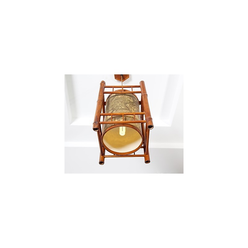 Retro Laterne Holz Bambus Kronleuchter