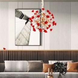 Luxus Pendelleuchte Keramik Rote Blume Kronleuchter