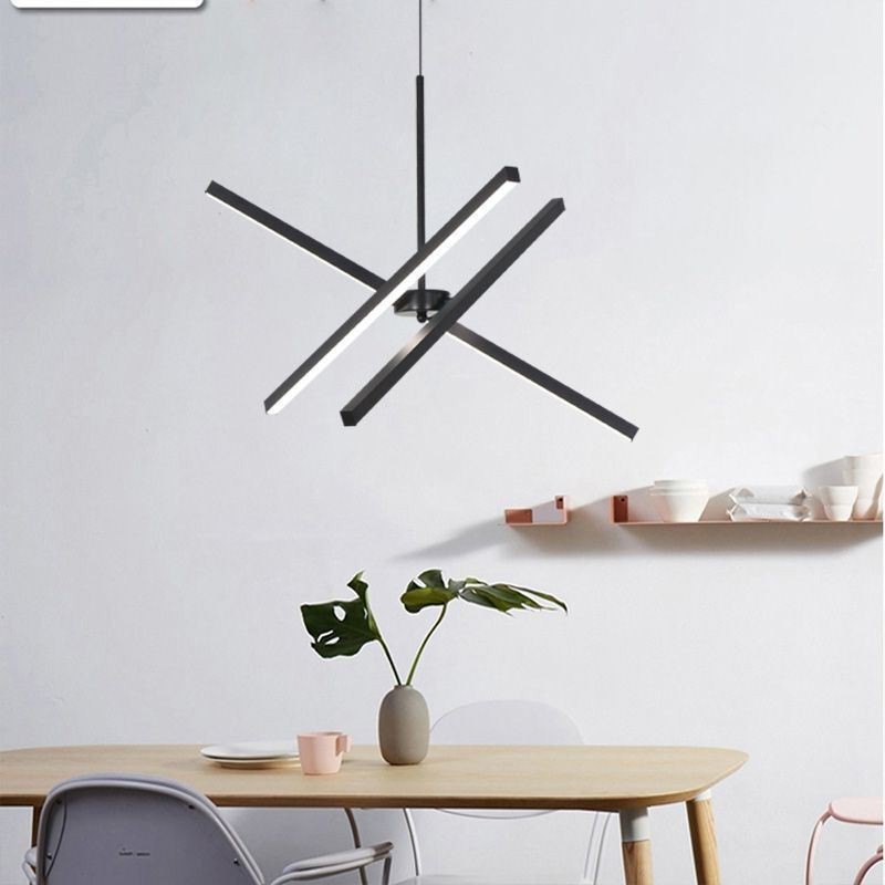 Moderne Pendelleuchte Dimmbare Schwarze Streifenlampe