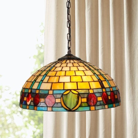 Buntglas Pendelleuchte Vintage Hängelampe Buntglas Pendelleuchte Vintage Hängelampe