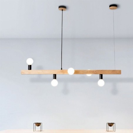 Japanischer Holz-Pendelleuchter mit Molekül-Kronleuchter Japanischer Holz-Pendelleuchter mit Molekül-Kronleuchter
