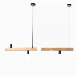 Japanischer Holz-Pendelleuchter mit Molekül-Kronleuchter