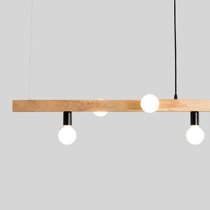 Japanischer Holz-Pendelleuchter mit Molekül-Kronleuchter