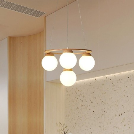 Japanische Holz-Kronleuchter-Molekül-Pendelleuchte Japanische Holz-Kronleuchter-Molekül-Pendelleuchte