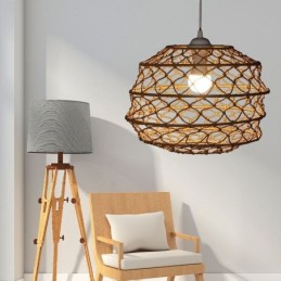 Moderne pastorale Pendelleuchte Kreative Rattan Hängeleuchte mit faltbarem Lampenschirm