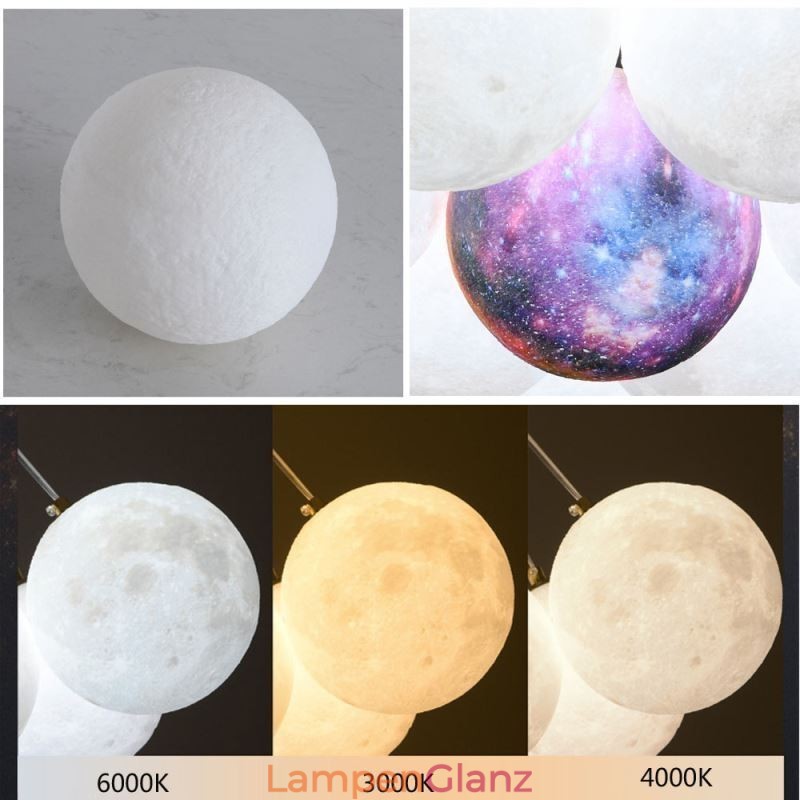 Mondblasen-Kronleuchter, moderne 3D-Druckkugeln, Pendelleuchte