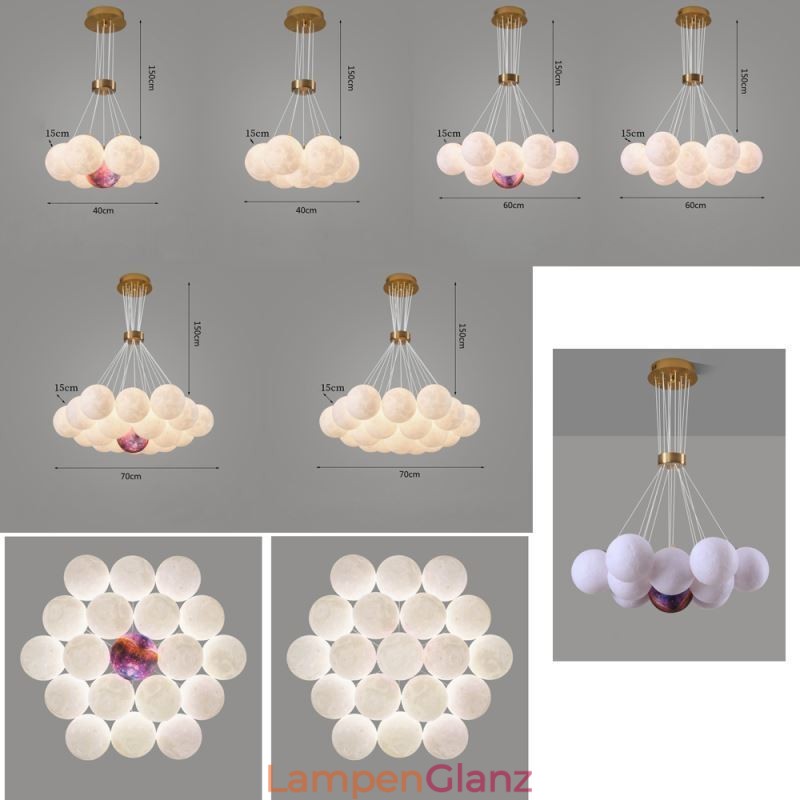 Mondblasen-Kronleuchter, moderne 3D-Druckkugeln, Pendelleuchte
