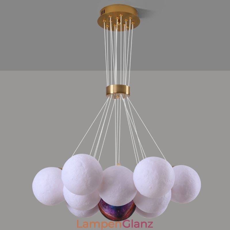 Mondblasen-Kronleuchter, moderne 3D-Druckkugeln, Pendelleuchte