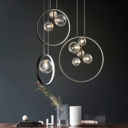 Nordic Anhänger Licht Glas Blasen Kreis Kronleuchter Moderne Salon Lampe