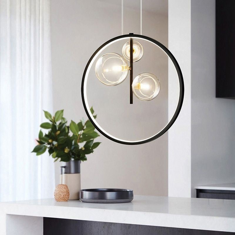 Nordic Anhänger Licht Glas Blasen Kreis Kronleuchter Moderne Salon Lampe