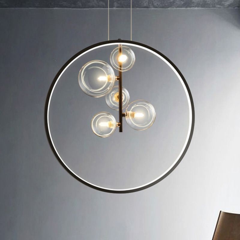 Nordic Anhänger Licht Glas Blasen Kreis Kronleuchter Moderne Salon Lampe