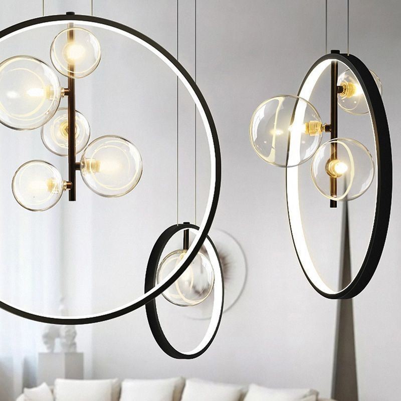 Nordic Anhänger Licht Glas Blasen Kreis Kronleuchter Moderne Salon Lampe