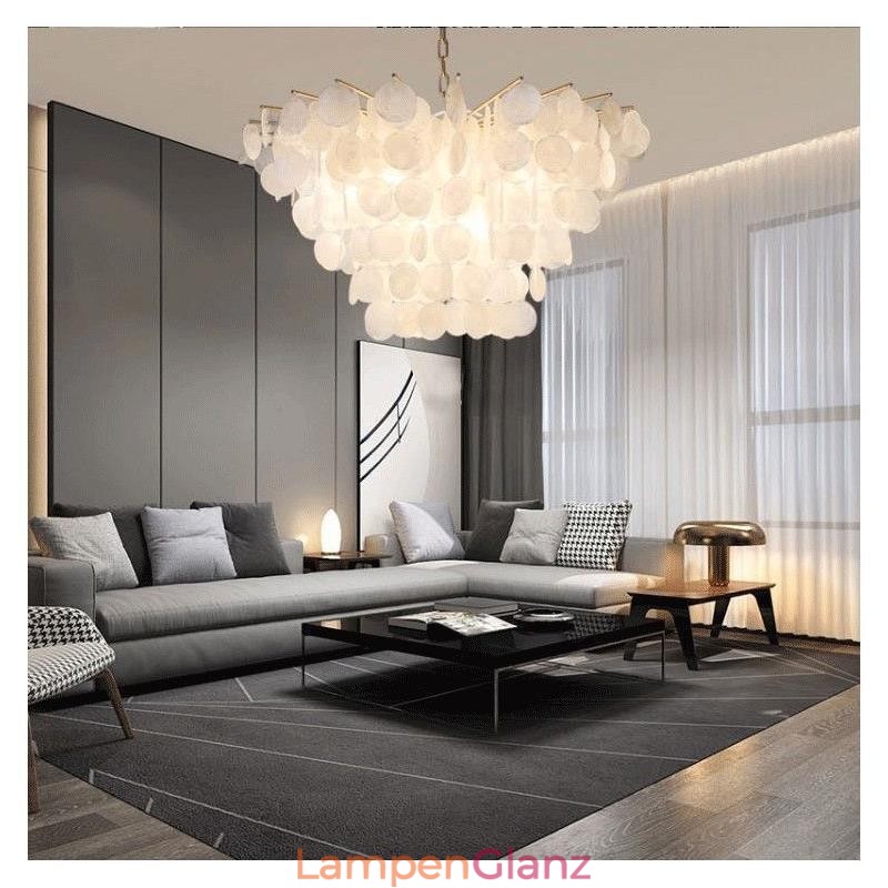 Natürliche Shell Kronleuchter Runde Layered Hängen Licht Esszimmer