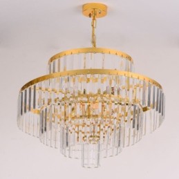 Gold Kristall Pendelleuchte 4 Ebenen Deckenbeleuchtung 7 Lichter