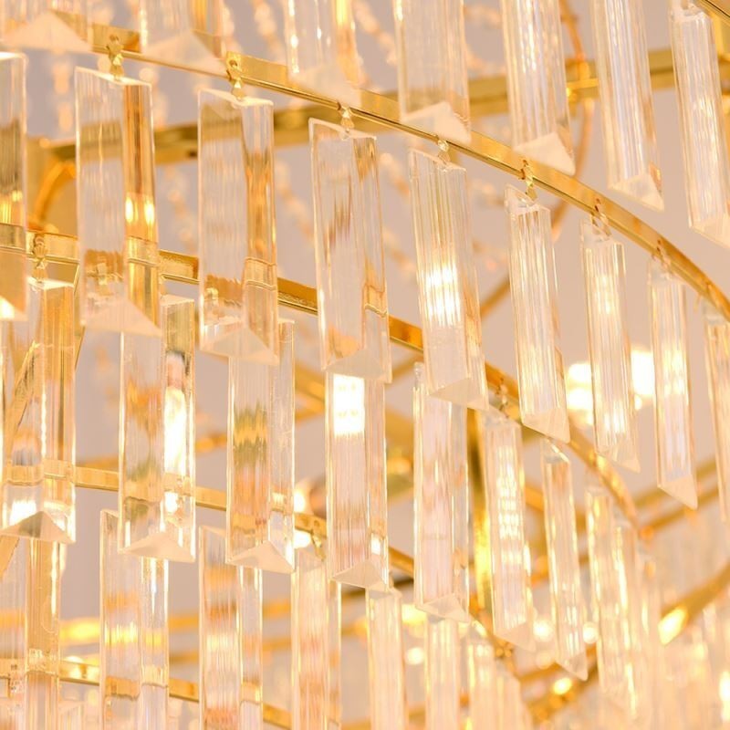 Gold Kristall Pendelleuchte 4 Ebenen Deckenbeleuchtung 7 Lichter