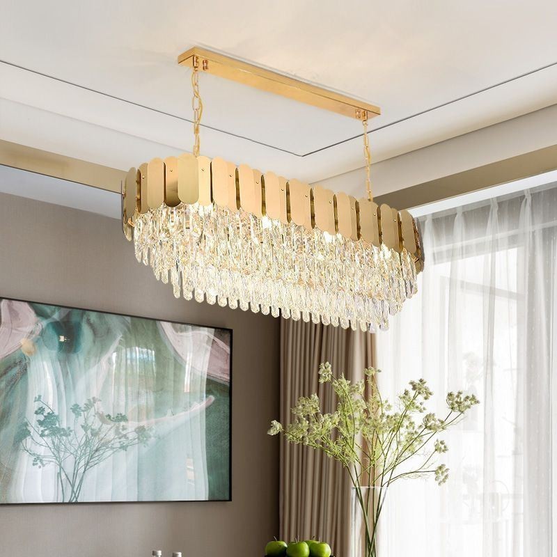 Kristall Pendelleuchte Luxus Oval Deckenleuchte