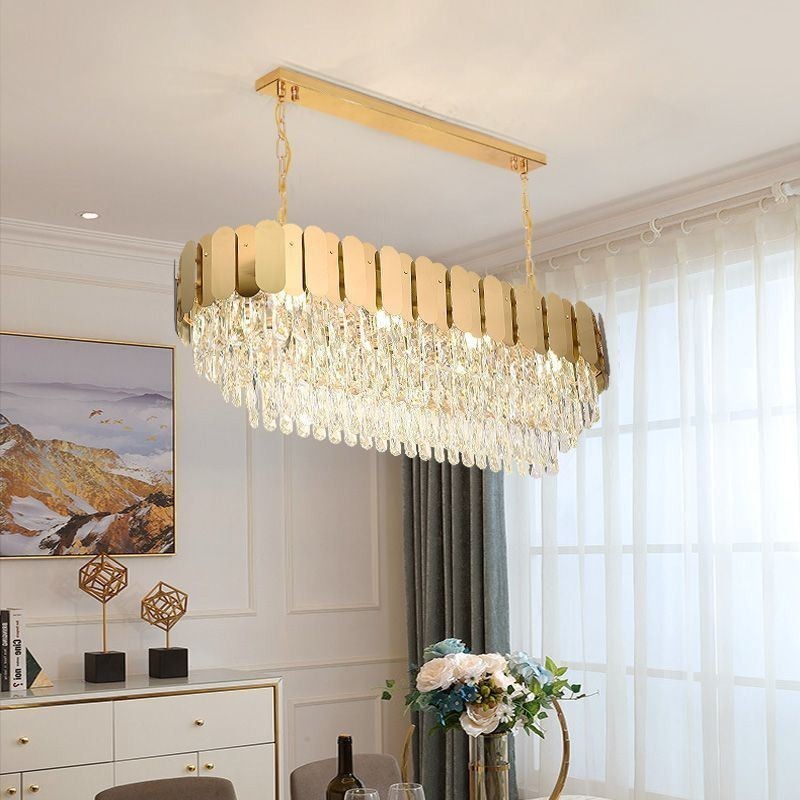 Kristall Pendelleuchte Luxus Oval Deckenleuchte
