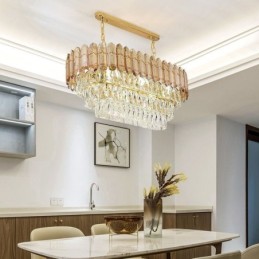 Moderne Kristall-Pendelleuchte, luxuriöse ovale Deckenleuchte