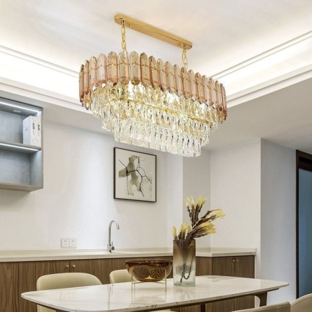 Moderne Kristall-Pendelleuchte, luxuriöse ovale Deckenleuchte Moderne Kristall-Pendelleuchte, luxuriöse ovale Deckenleuchte