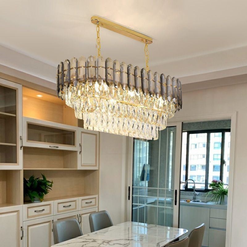 Moderne Kristall-Pendelleuchte, luxuriöse ovale Deckenleuchte