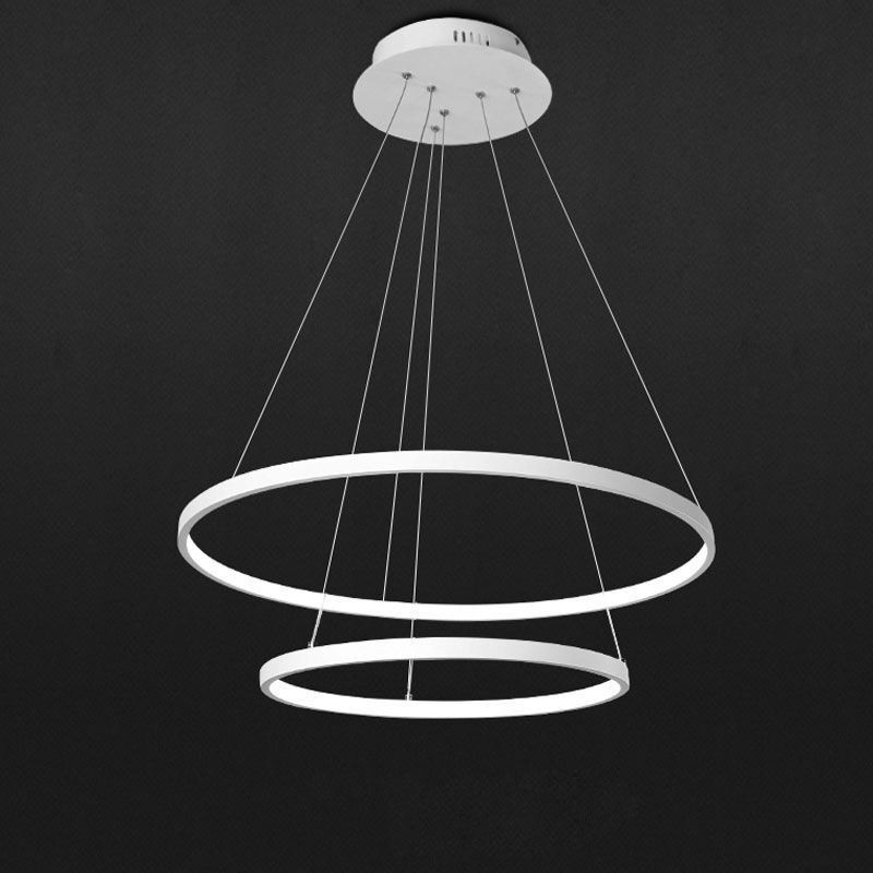Moderne einfache Pendelleuchte aus Aluminium mit Doppelring-Hängeleuchte