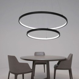 Moderne einfache Pendelleuchte aus Aluminium mit Doppelring-Hängeleuchte
