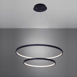 Moderne einfache Pendelleuchte aus Aluminium mit Doppelring-Hängeleuchte