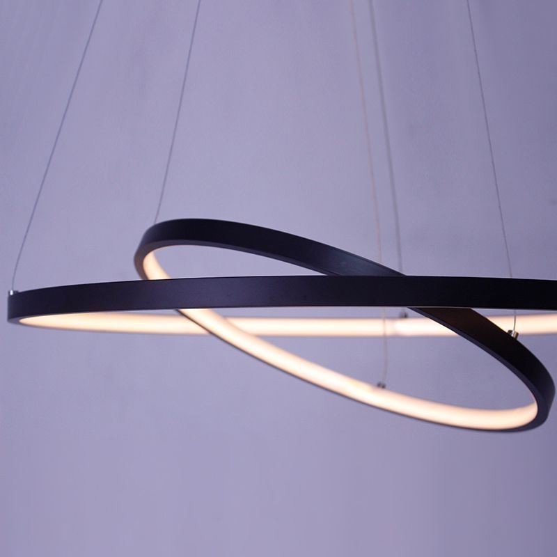 Moderne einfache Pendelleuchte aus Aluminium mit Doppelring-Hängeleuchte